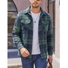 COOFANDY Mens Flannel Shirt Jacket Quilted Lined Plaid Jacket Warm Shackets(Navy Blue Green Plaid)