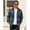 COOFANDY Mens Flannel Shirt Jacket Quilted Lined Plaid Jacket Warm Shackets(Navy Blue Green Plaid)
