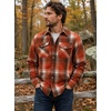 COOFANDY Mens Flannel Shirt Jacket Quilted Lined Plaid Jacket Warm Shackets(Orange)