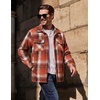 COOFANDY Mens Flannel Shirt Jacket Quilted Lined Plaid Jacket Warm Shackets(Orange)