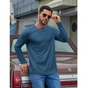COOFANDY Mens Long Sleeve Tee Shirts Cotton Casual Crew Neck Basic T‑Shirts(Dark Blue)