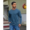 COOFANDY Mens Long Sleeve Tee Shirts Cotton Casual Crew Neck Basic T‑Shirts(Dark Blue)