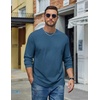 COOFANDY Mens Long Sleeve Tee Shirts Cotton Casual Crew Neck Basic T‑Shirts(Dark Blue)