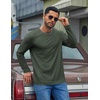 COOFANDY Mens Long Sleeve Tee Shirts Cotton Casual Crew Neck Basic T‑Shirts(Dark Green)