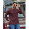 COOFANDY Mens Long Sleeve Tee Shirts Cotton Casual Crew Neck Basic T‑Shirts(Dark Red)