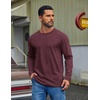 COOFANDY Mens Long Sleeve Tee Shirts Cotton Casual Crew Neck Basic T‑Shirts(Dark Red)