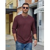 COOFANDY Mens Long Sleeve Tee Shirts Cotton Casual Crew Neck Basic T‑Shirts(Dark Red)