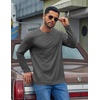 COOFANDY Mens Long Sleeve Tee Shirts Cotton Casual Crew Neck Basic T‑Shirts(Gray)