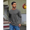 COOFANDY Mens Long Sleeve Tee Shirts Cotton Casual Crew Neck Basic T‑Shirts(Gray)