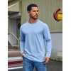 COOFANDY Mens Long Sleeve Tee Shirts Cotton Casual Crew Neck Basic T‑Shirts(Light Blue)