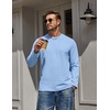 COOFANDY Mens Long Sleeve Tee Shirts Cotton Casual Crew Neck Basic T‑Shirts(Light Blue)