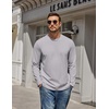 COOFANDY Mens Long Sleeve Tee Shirts Cotton Casual Crew Neck Basic T‑Shirts(Light Gray)