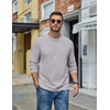 COOFANDY Mens Long Sleeve Tee Shirts Cotton Casual Crew Neck Basic T‑Shirts(Light Gray)