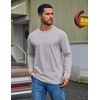 COOFANDY Mens Long Sleeve Tee Shirts Cotton Casual Crew Neck Basic T‑Shirts(Light Gray)