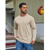 COOFANDY Mens Long Sleeve Tee Shirts Cotton Casual Crew Neck Basic T‑Shirts(Light Khaki)