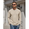 COOFANDY Mens Long Sleeve Tee Shirts Cotton Casual Crew Neck Basic T‑Shirts(Light Khaki)