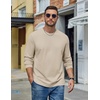COOFANDY Mens Long Sleeve Tee Shirts Cotton Casual Crew Neck Basic T‑Shirts(Light Khaki)
