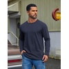 COOFANDY Mens Long Sleeve Tee Shirts Cotton Casual Crew Neck Basic T‑Shirts(Midnight Blue)