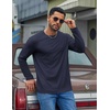 COOFANDY Mens Long Sleeve Tee Shirts Cotton Casual Crew Neck Basic T‑Shirts(Midnight Blue)