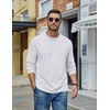 COOFANDY Mens Long Sleeve Tee Shirts Cotton Casual Crew Neck Basic T‑Shirts(White)
