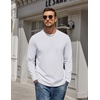 COOFANDY Mens Long Sleeve Tee Shirts Cotton Casual Crew Neck Basic T‑Shirts(White)