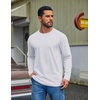 COOFANDY Mens Long Sleeve Tee Shirts Cotton Casual Crew Neck Basic T‑Shirts(White)