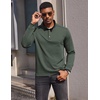 COOFANDY Men’s Quarter Button Pullover Long Sleeve Stand Collar T-Shirts(Army Green)