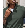 COOFANDY Men’s Quarter Button Pullover Long Sleeve Stand Collar T-Shirts(Army Green)