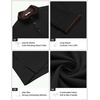 COOFANDY Men’s Quarter Button Pullover Long Sleeve Stand Collar T-Shirts(Black)