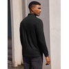 COOFANDY Men’s Quarter Button Pullover Long Sleeve Stand Collar T-Shirts(Black)