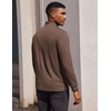 COOFANDY Men’s Quarter Button Pullover Long Sleeve Stand Collar T-Shirts(Brown)