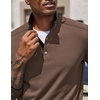 COOFANDY Men’s Quarter Button Pullover Long Sleeve Stand Collar T-Shirts(Brown)