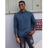 COOFANDY Men’s Quarter Button Pullover Long Sleeve Stand Collar T-Shirts(Dark Blue)