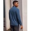 COOFANDY Men’s Quarter Button Pullover Long Sleeve Stand Collar T-Shirts(Dark Blue)