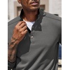 COOFANDY Men’s Quarter Button Pullover Long Sleeve Stand Collar T-Shirts(Dark Grey)