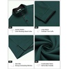COOFANDY Men’s Quarter Button Pullover Long Sleeve Stand Collar T-Shirts(Forest Green)