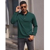 COOFANDY Men’s Quarter Button Pullover Long Sleeve Stand Collar T-Shirts(Forest Green)