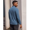 COOFANDY Men’s Quarter Button Pullover Long Sleeve Stand Collar T-Shirts(Grey Blue)