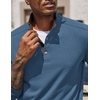 COOFANDY Men’s Quarter Button Pullover Long Sleeve Stand Collar T-Shirts(Grey Blue)