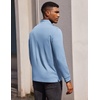 COOFANDY Men’s Quarter Button Pullover Long Sleeve Stand Collar T-Shirts(Light Blue)