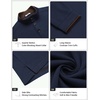 COOFANDY Men’s Quarter Button Pullover Long Sleeve Stand Collar T-Shirts(Navy Blue)