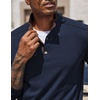 COOFANDY Men’s Quarter Button Pullover Long Sleeve Stand Collar T-Shirts(Navy Blue)