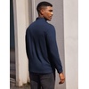 COOFANDY Men’s Quarter Button Pullover Long Sleeve Stand Collar T-Shirts(Navy Blue)