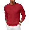 COOFANDY Men Dress Crewneck Sweater Pullover Knit Long Sleeve Casual Slim Fit Sweater(Red)