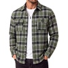 COOFANDY Men’s Flannel Shirts Long Sleeve Cotton Plaid Shirt Jacket Casual Button Down Shirt with Pockets(Black Green)