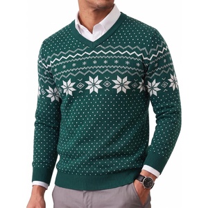 COOFANDY Mens Casual V Neck Sweater Knit Slim Fit Long Sleeve Pullover Top(Green-white)