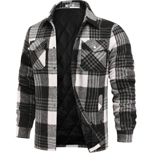 COOFANDY Mens Flannel Shirt Jacket Quilted Lined Plaid Jacket Warm Shackets(Black Plaid)