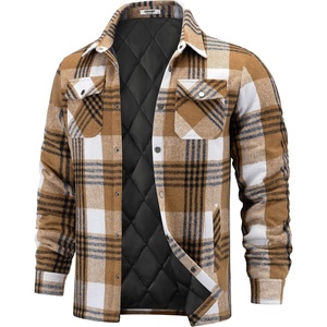 COOFANDY Mens Flannel Shirt Jacket Quilted Lined Plaid Jacket Warm Shackets(Brown)