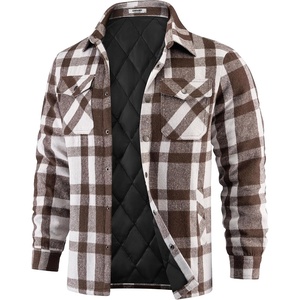 COOFANDY Mens Flannel Shirt Jacket Quilted Lined Plaid Jacket Warm Shackets(Coffee)