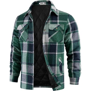 COOFANDY Mens Flannel Shirt Jacket Quilted Lined Plaid Jacket Warm Shackets(Green)